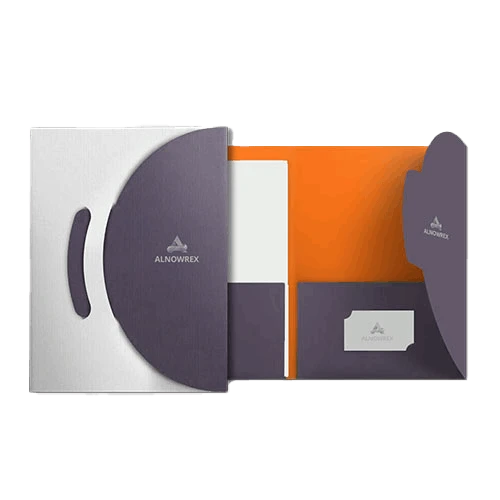 Custom Tri-Panel Presentation Folders with custom lock and both side pantone (PMS) color printing