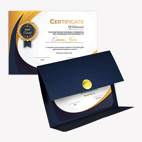 Custom Full Color Certificate Holders and Certificate Folders