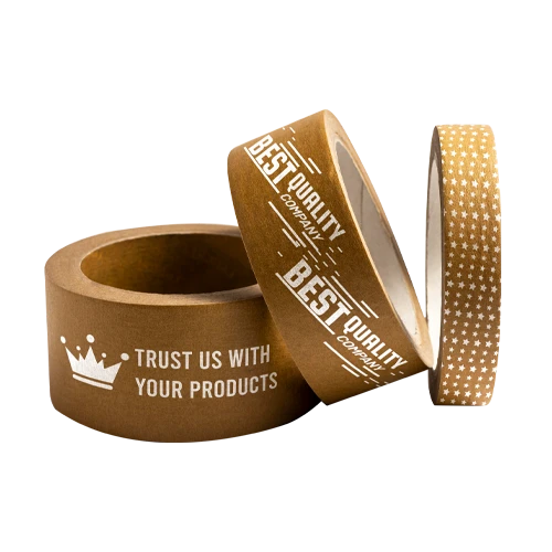 Custom printed packaging tape on recyclable kraft material