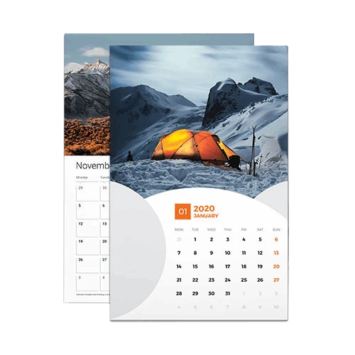 Multi page annual calendar with full color printing and spiral binding