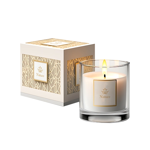 Two piece candle box with die-cut pattern & gold foiling