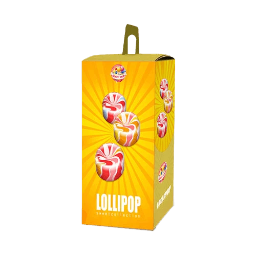 Candy packaging with full-color printing and custom die-cut handle