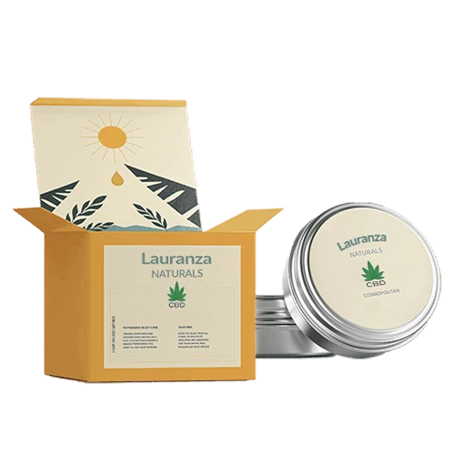 Both side printed tuck box for cbd products with custom design and soft touch lamination