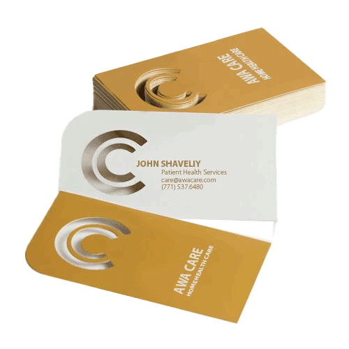 Die cut business cards with round edges