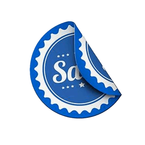 Round waterproof double-sided sticker with custom design and finish