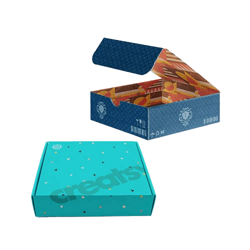 Both side colorful printed, branded e-commerce boxes with corporate logo and colors