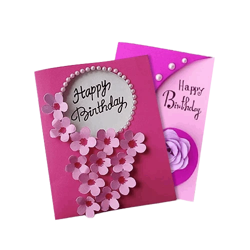 Custom-printed greeting card with hand made decoration and custom shape