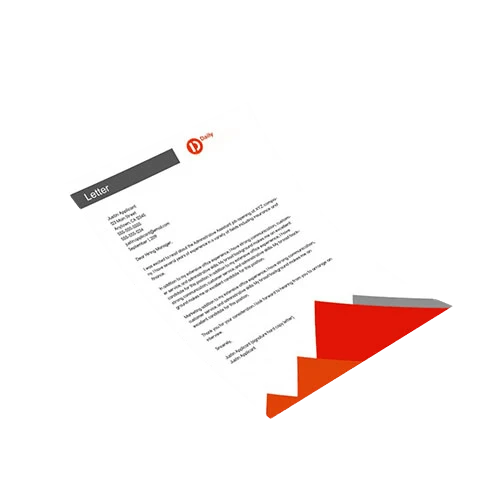 Professional letterhead with full color printing and corporate design on premium paper material