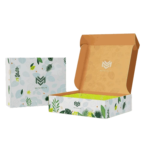 Full color printed mailer boxes produced from white corrugated card for luxury look