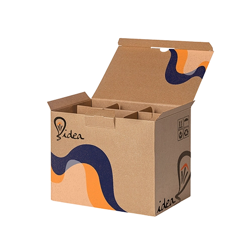 Custom-printed shipping boxes with full-color printing and custom die-cut inserts