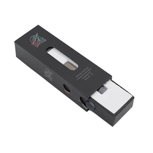 Child resistant vape packaging with die-cut windows and foam insert