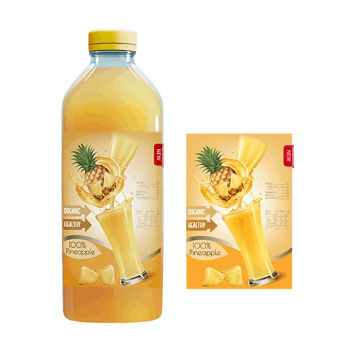Custom printed waterproof label with full color printing, ideal for beverage and food products