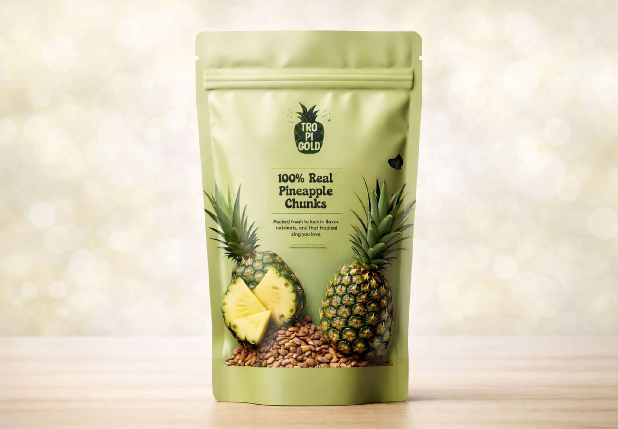 custom stand up pouch packaging for dried fruit, with zipper closure and high-resolution printing